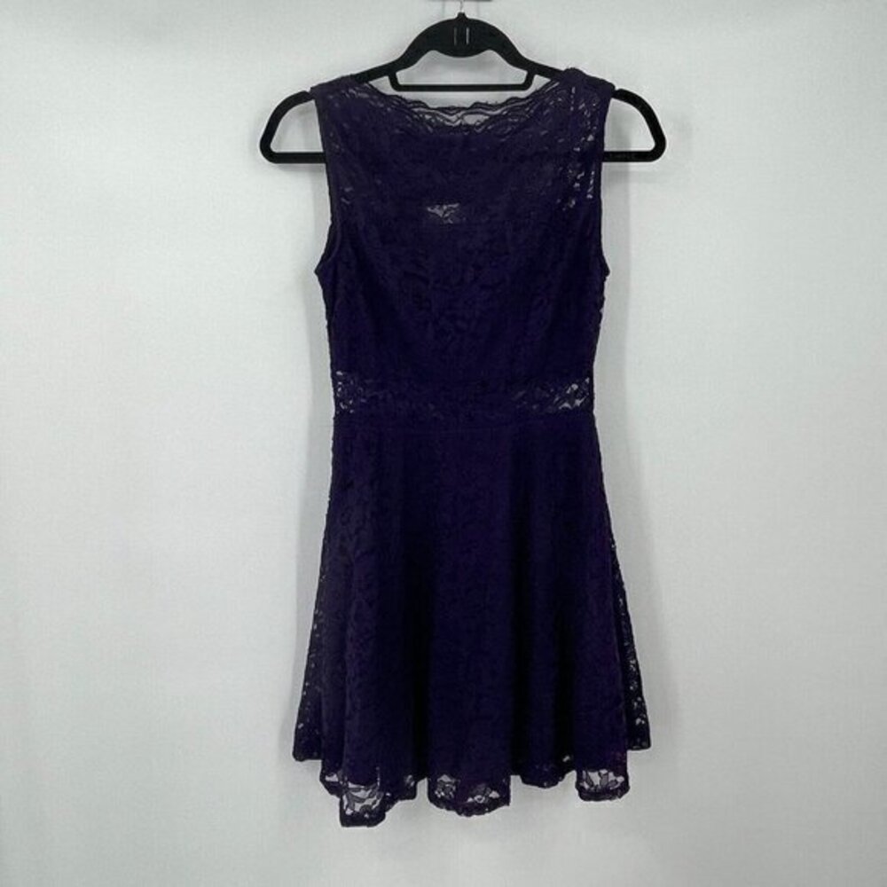 Love J Dress Medium Womens Purple Lace Sleeveless Casual Knit Short Party New
